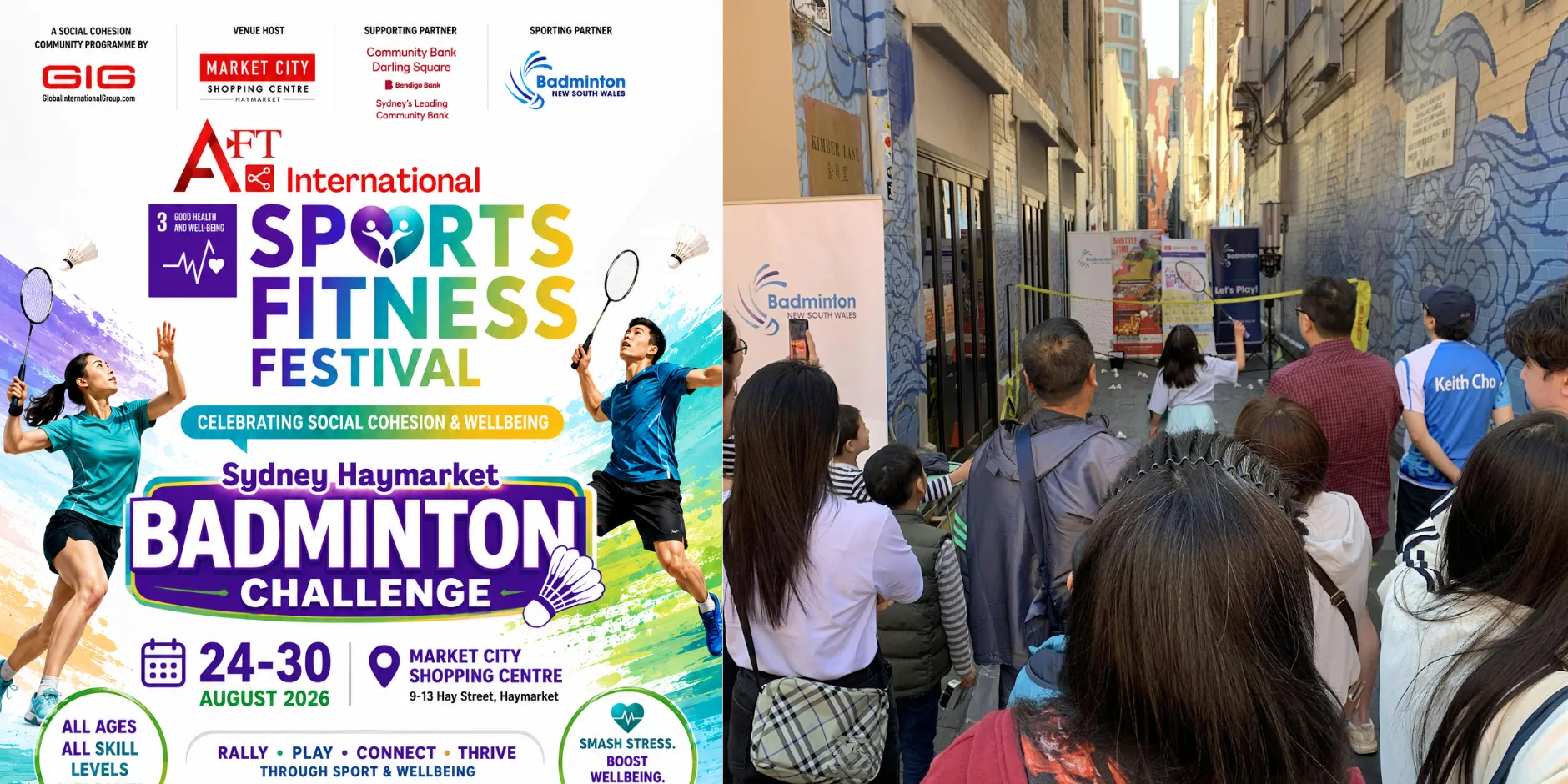 Sports festival to set Australian Record attempt as first to set up a badminton court in a mall to promote social cohesion!